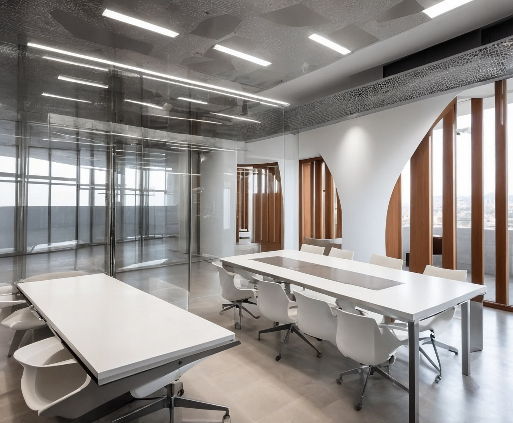 Tabiques secos en oficina moderna elegante.