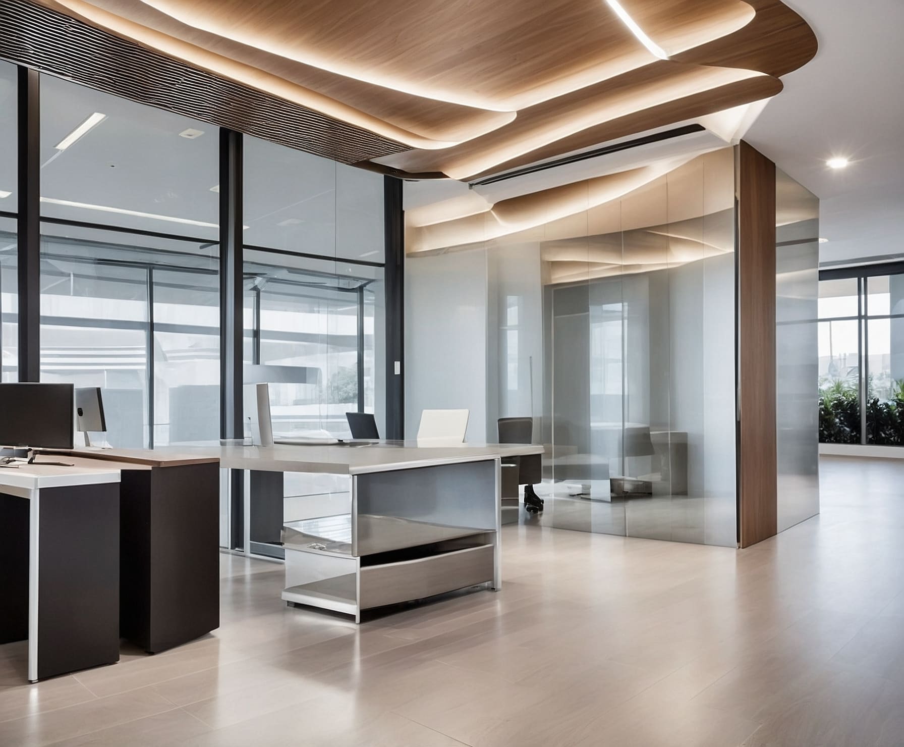 Oficinas modernas con tabiques y techos desmontables