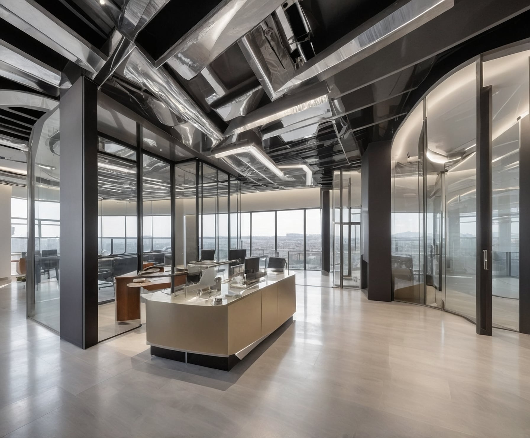 Instalación elegante de techos de aluminio.